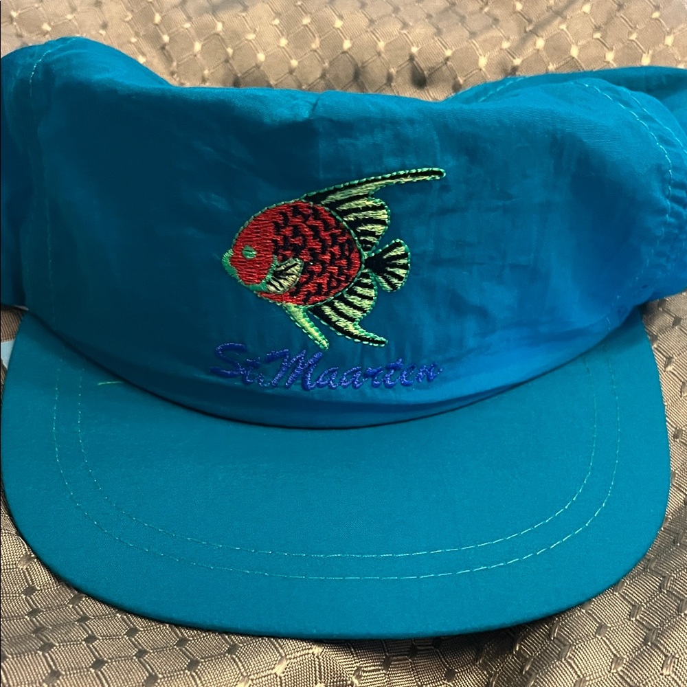 Blue Fish Embroidered Cap with St. Marten logo